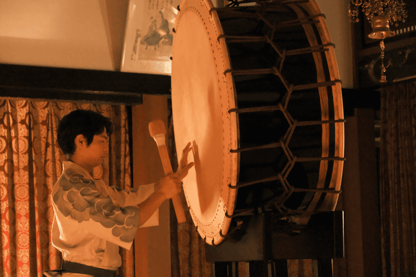 Taiko traditional Japanese drum in harmony with the sacred chant